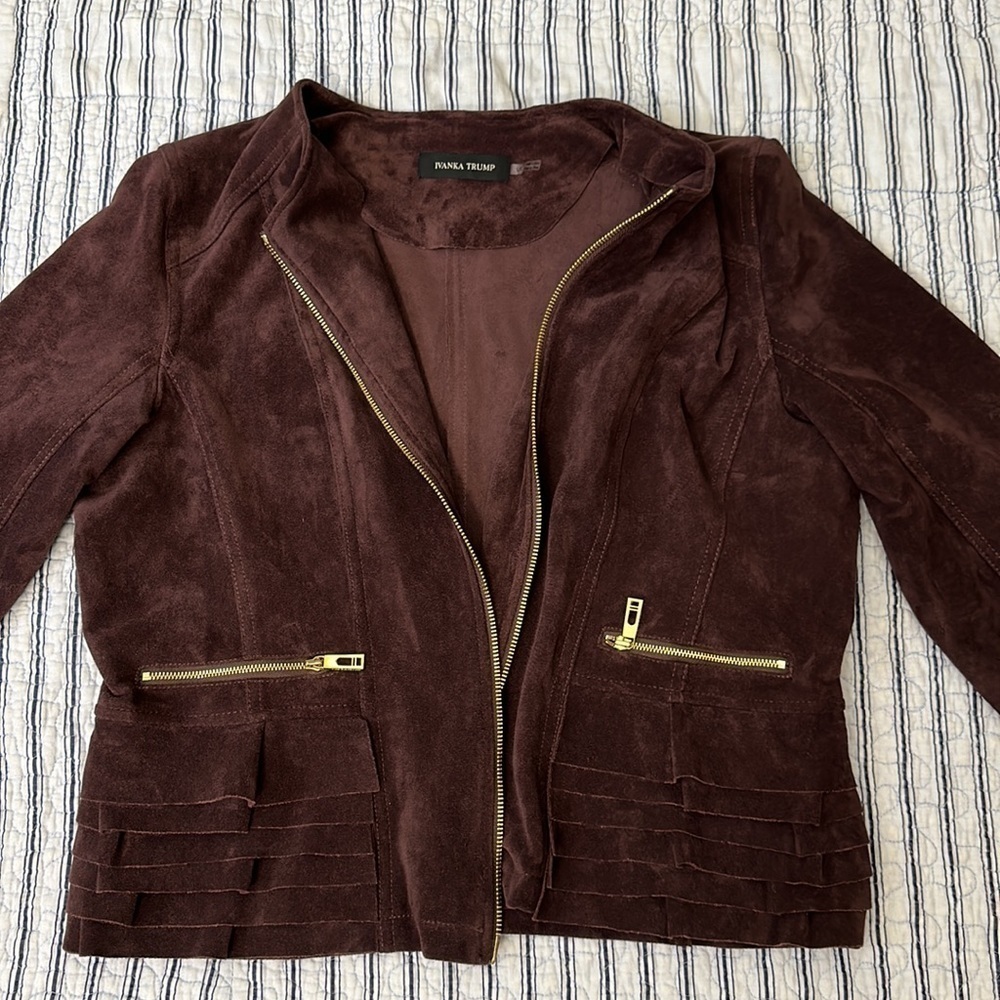 Ivanka Trump  Full Zip Blazer Faux Suede jacket size L - Picture 2 of 14